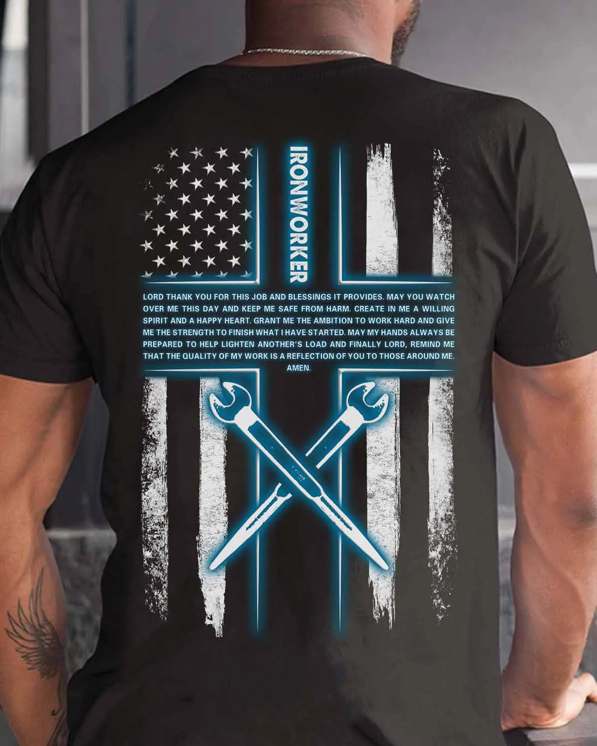 Ironworker T-Shirt | Grateful Prayer for Blessings and Protection #01blesi1bironz6