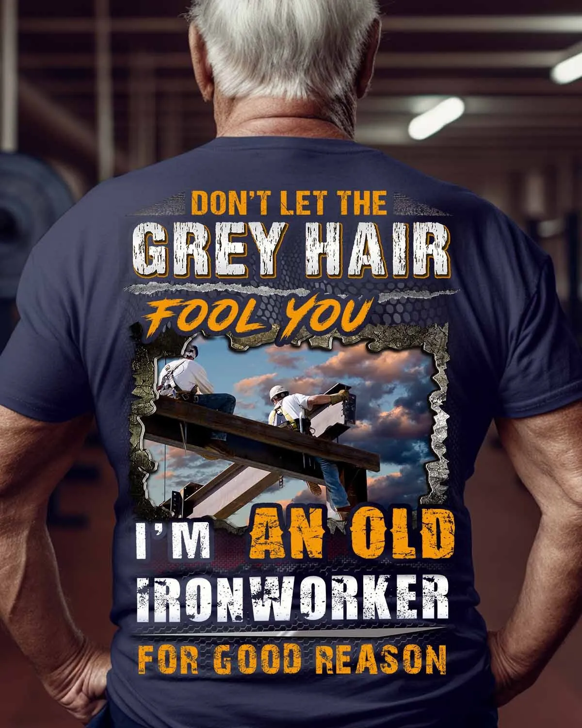 Awesome Ironworker-T-Shirt -#M100623GREYHAIR1BIRONZ6