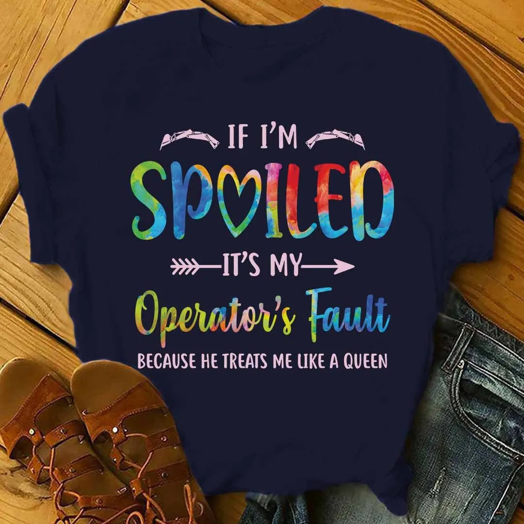 Unique Blue Tie-Dye Operator T-shirt | Spoiled Queen Quote #M190423AQUEEN2FOPERZ6