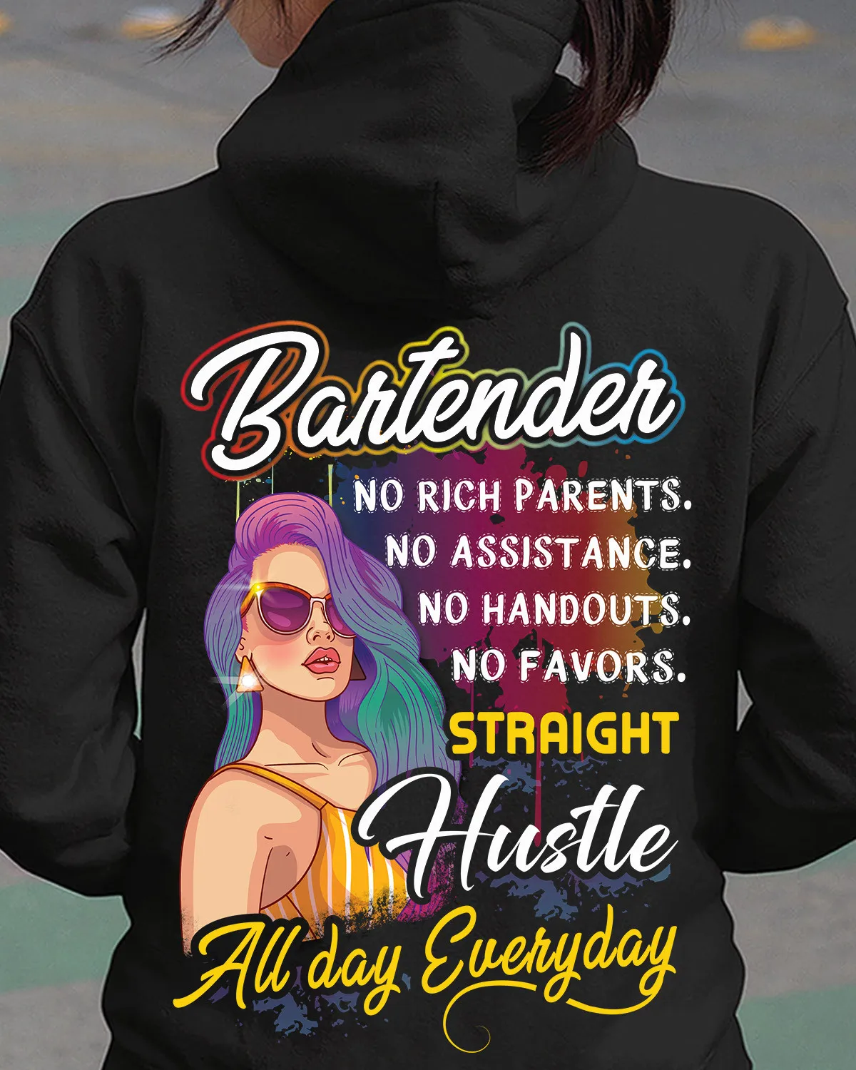 Bartender Straight hustle all day everyday-Hoodie -#F131023HUSTL7BBARTZ8