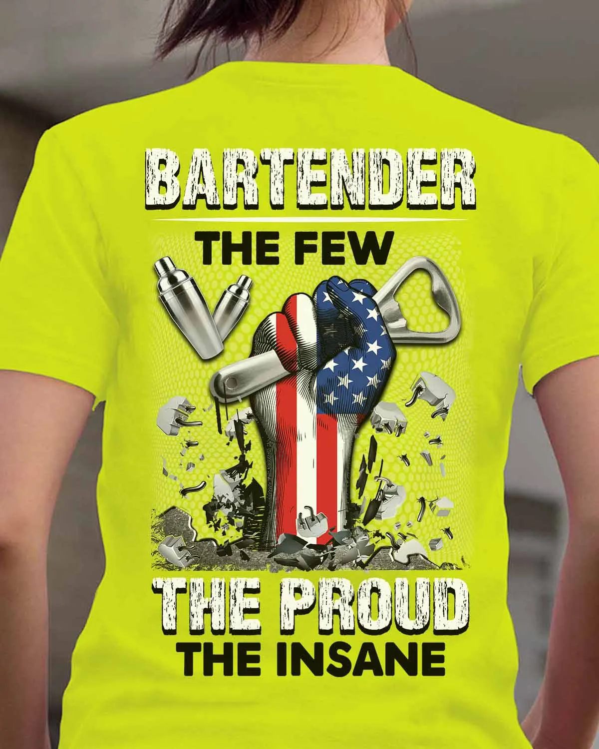 Unique Bartender T-Shirt – Show Your Support with “THE FEW, THE PROUD, THE INSANE” Design