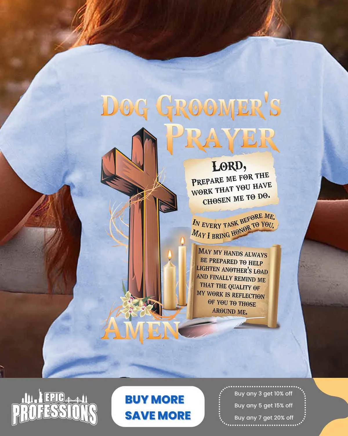 Dog Groomer’s Prayer T-Shirt | Faithful Apparel for Dedicated Dog Groomers #090323EVTAS1BDOGRZ4