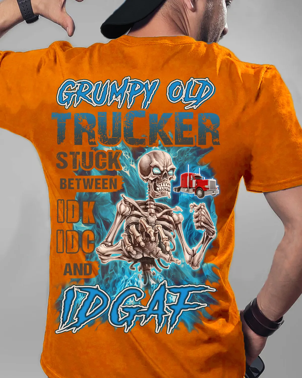 Grumpy Old Trucker T-Shirt | Skeleton Graphic Tee for Blue-Collar Workers #240822stubet2btrucz6