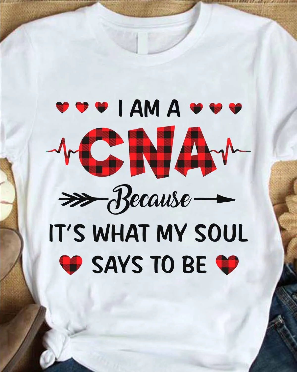 “Stylish Red Plaid CNA T-Shirt #140922SOLSAY4FCNAAP