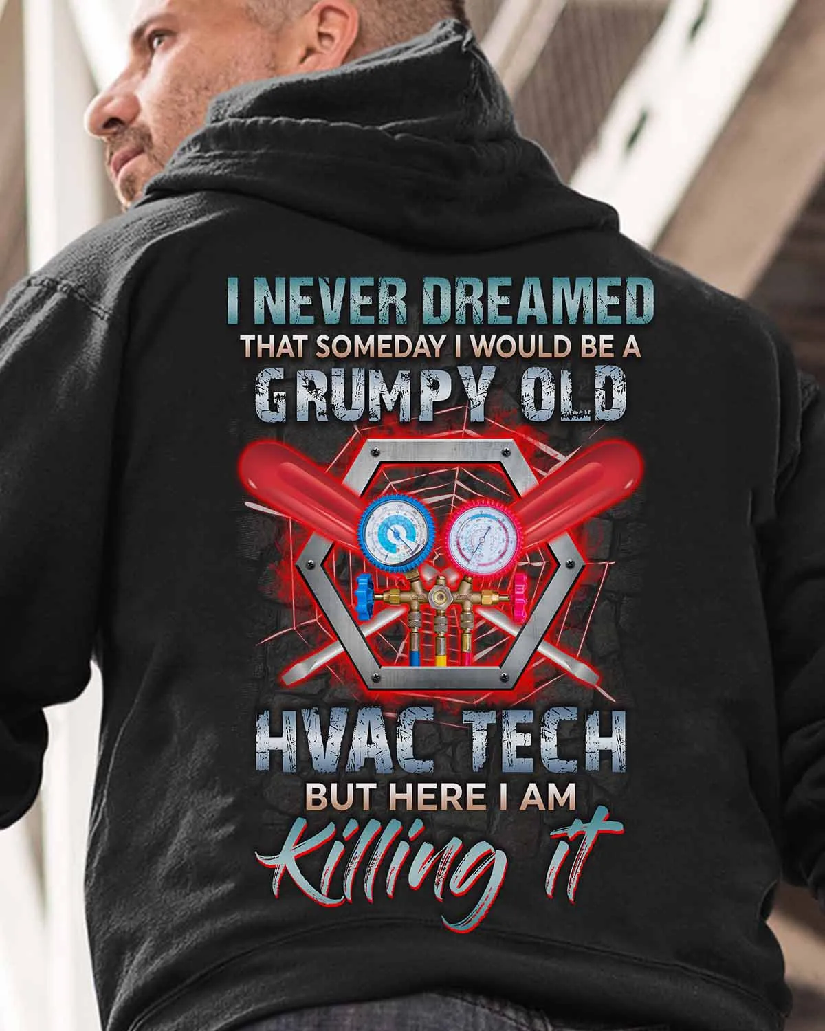 Embrace Your HVAC Tech Pride with our “Grumpy Old HVAC Tech” Black Hoodie #090922HERIAM1BHVACZ6