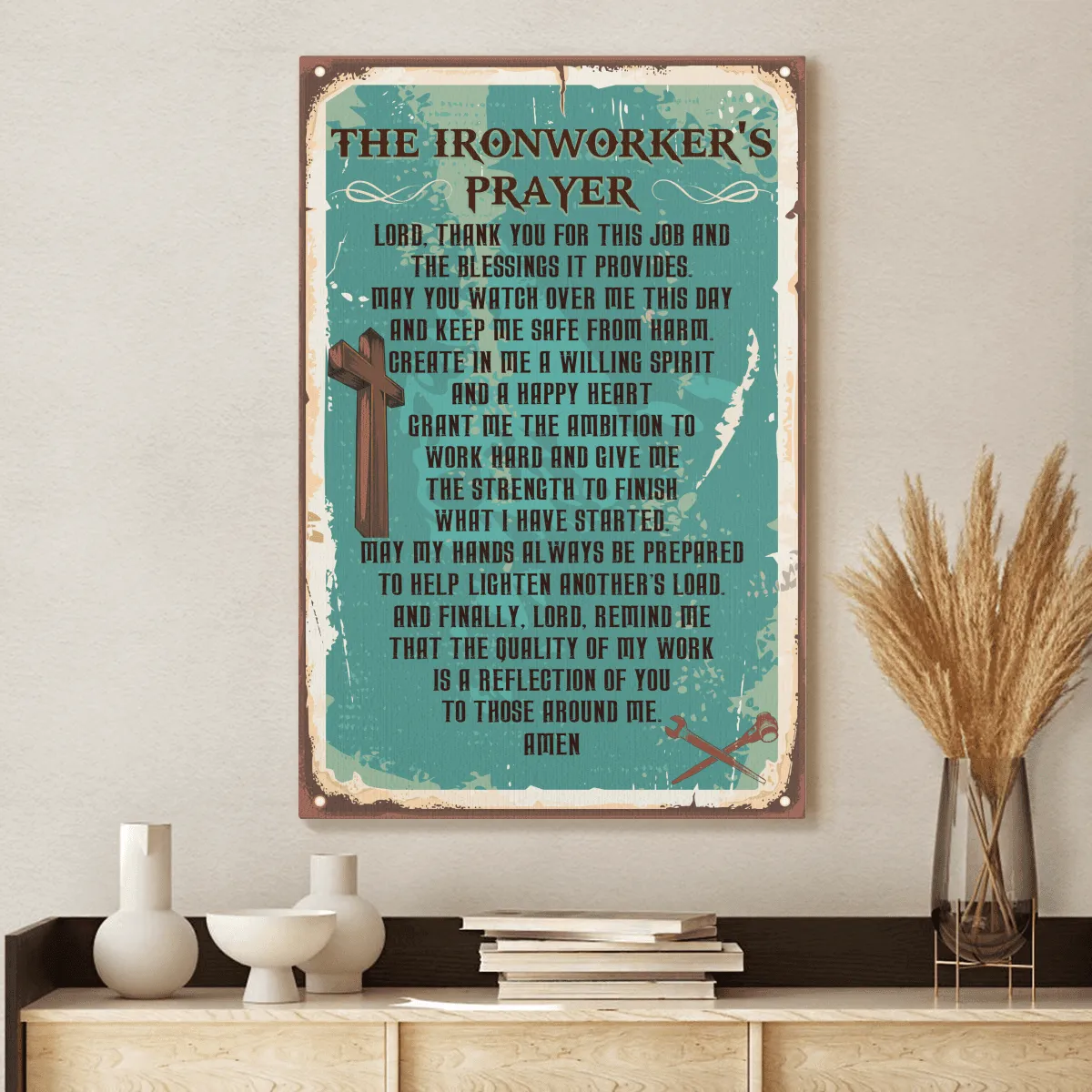 The Ironworker’s Prayer -Portrait Canvas -#M170823PRAY3FIRONZ8CP