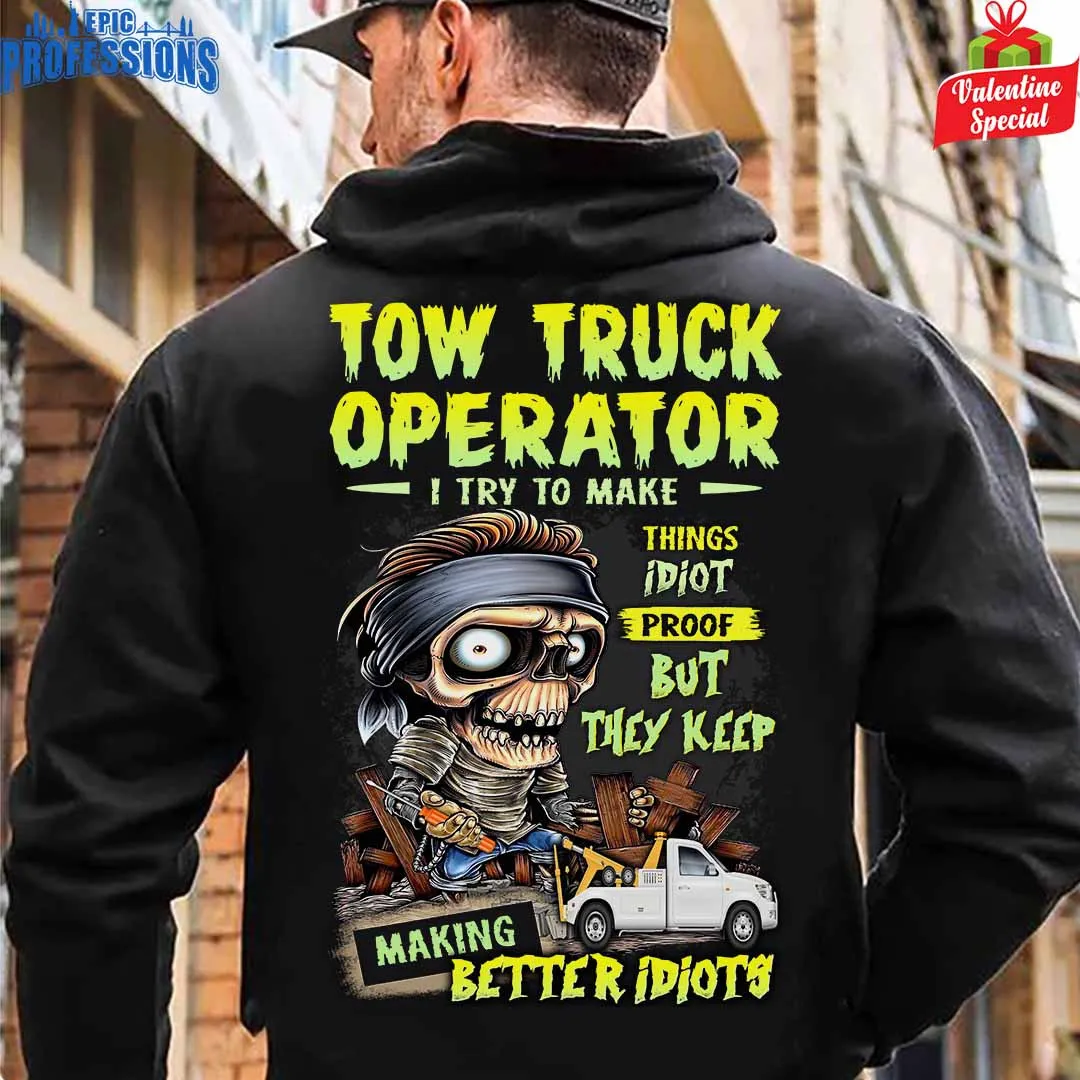 Stylish and Humorous Tow Truck Operator Black Hoodie – Shop Now #050123IDPRF12BTTOZ6