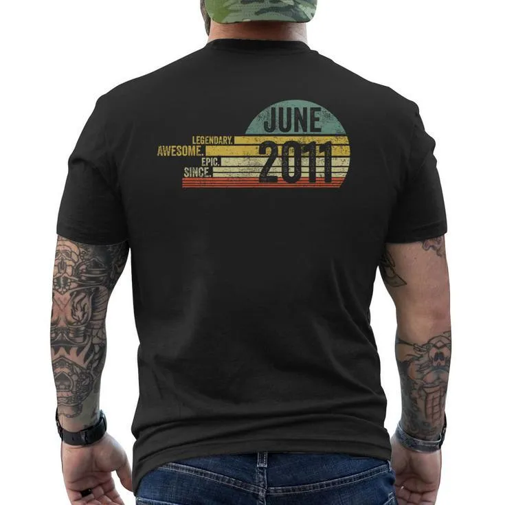 10 Year Old Legendary Retro Vintage Awesome Birthday 2011 Men’s Back Print T-shirt