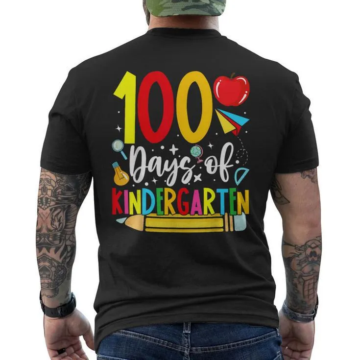 100 Days Of Kindergarten School 100Th Days Of School Men’s T-shirt Back Print