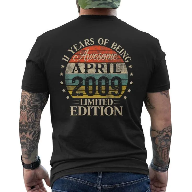11 Year Old April 2009 Limited Edition 11Th Birthday Men’s Back Print T-shirt