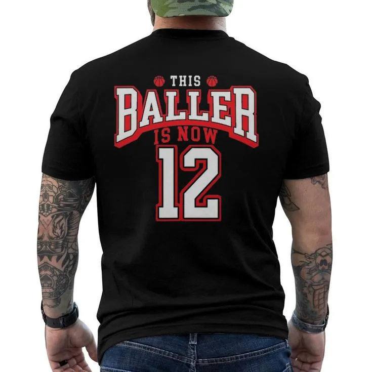12Th Birthday Basketball Lover 12 Years Old Bday Men’s Back Print T-shirt