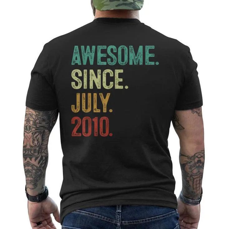 13 Year Old Awesome Since July 2010 13Th Birthday Mens Back Print T-shirt