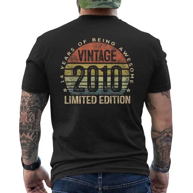 14 Year Old Vintage 2010 Limited Edition 14Th Birthday Men’s T-shirt Back Print