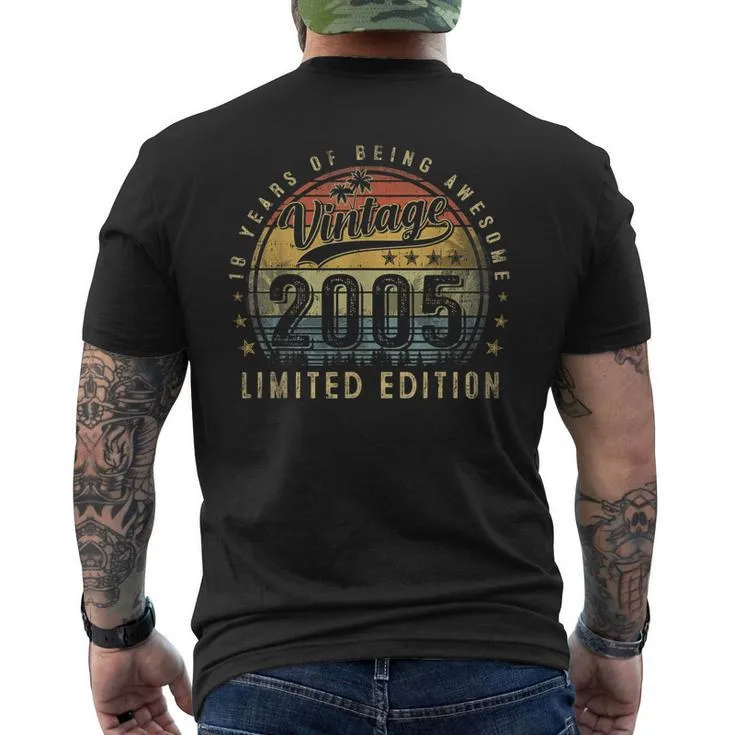 18 Year Old Vintage 2005 Limited Edition 18Th Birthday V3 Men’s Back Print T-shirt