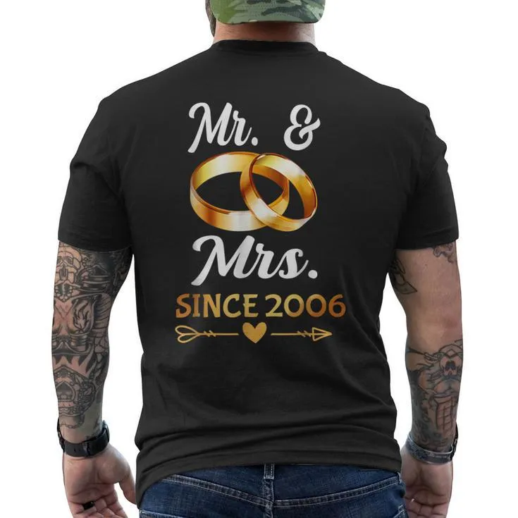 18Th Wedding Anniversary Couple Mr & Mrs Since 2006 Men’s T-shirt Back Print