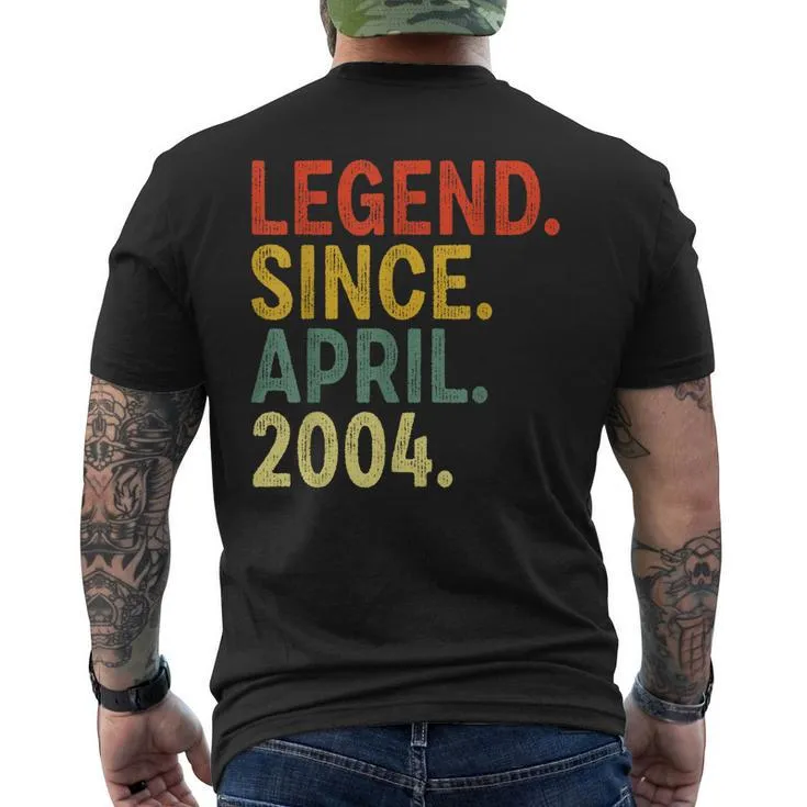 19 Year Old Legend Since April 2004 19Th Birthday Men’s Back Print T-shirt