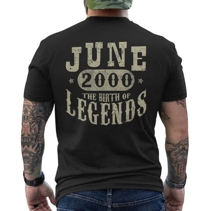 19 Years 19Th Birthday June 2000 Birth Of Legend Men’s Back Print T-shirt