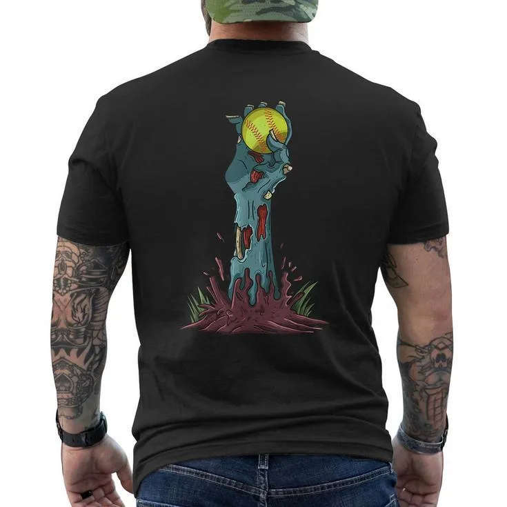 Zombie Hands Softball Halloween Horror Scary Outfit Halloween Men’s T-shirt Back Print